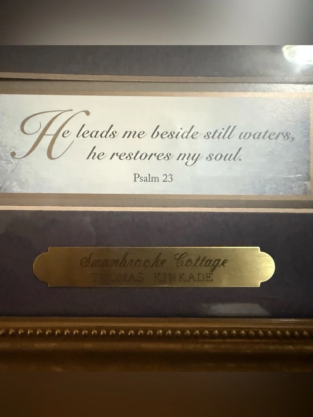 Thomas Kinkade Blue Cottage with Gold Frame Accent